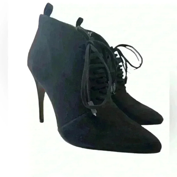 Reiss Suede Lace Up Boots Black Size 7.5 US,‎ 38 EU Heel 4” Booties with Box - Picture 16 of 16